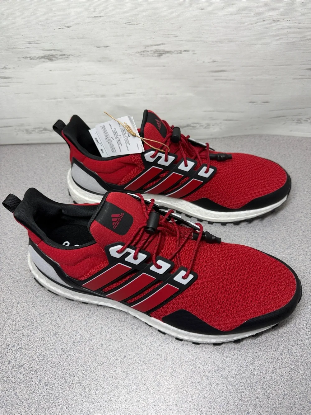 adidas Men's Red and Black Knit Athletic Sneakers
